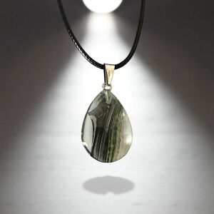 ⭐️ 5 for $25 Glass Crystal Water Droplet Pendant Necklace on Black Cord